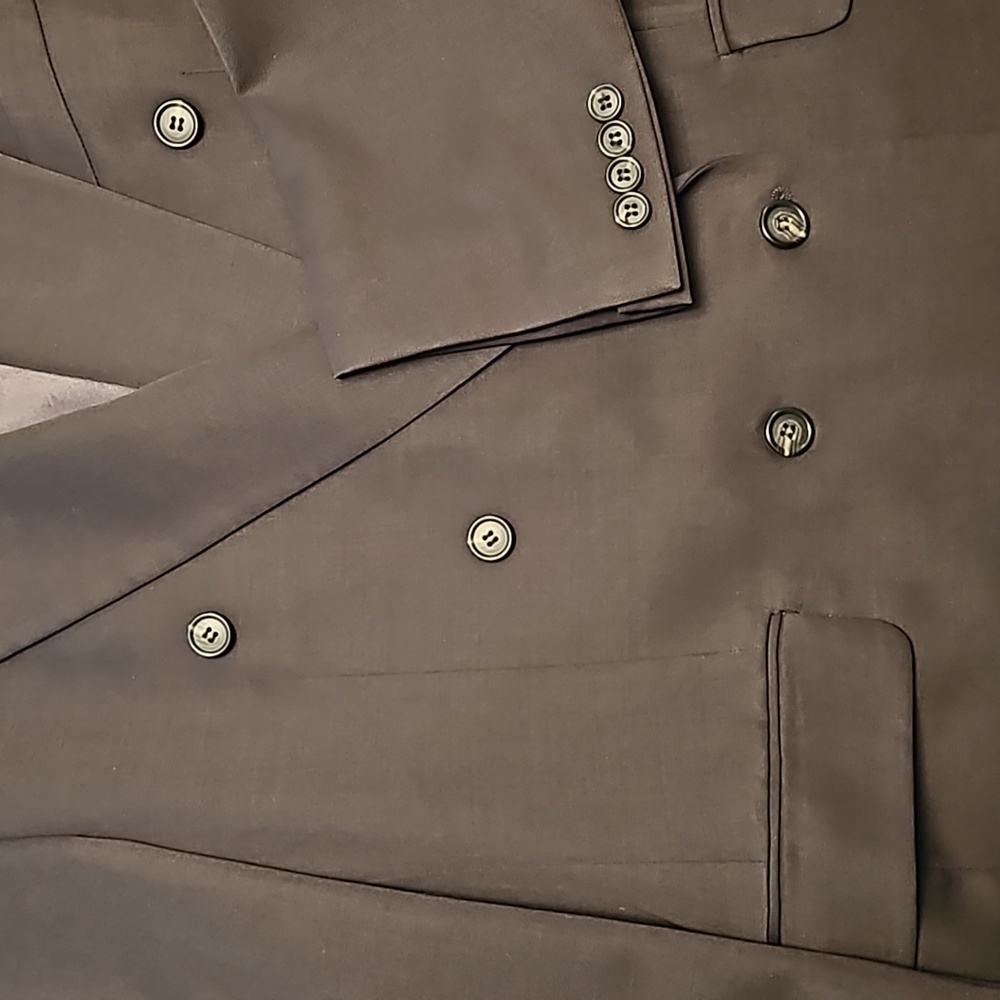 Gianfranco Ruffini Italy 100% Wool Double Breasted Olive Suit 43R / 35.5X31.25 - Picture 3 of 14